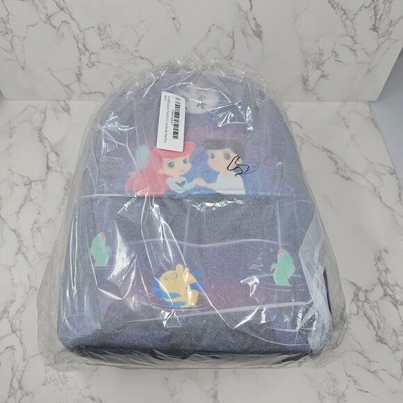 NWT Loungefly Disney Little Mermaid Mini Backpack Ariel Kiss The Girl chibi - Picture 5 of 7